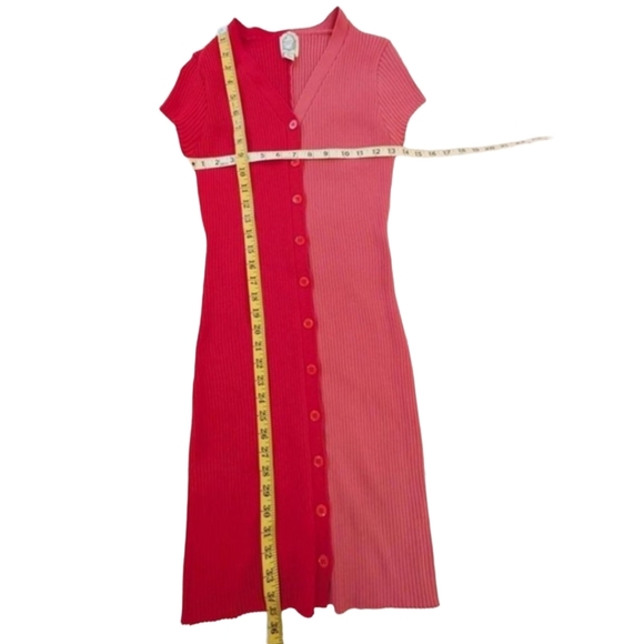 Blue Rain Color Block Pink Sweater Dress Button Front Size L Valentine - Picture 2 of 3